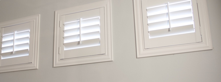 Small Windows in a Chicago Garage with Plantation Shutters